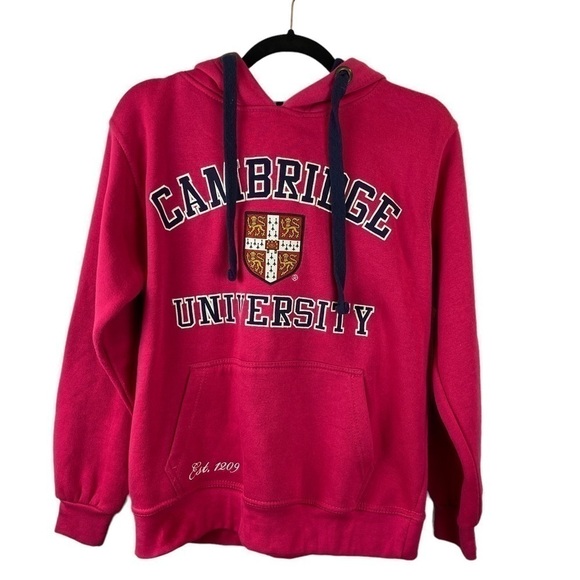 𝅺Cambridge University Casual Athleisure Pocket Hooded Sweatshirt Medium Pink - Picture 2 of 9